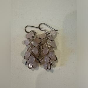 Opaque Pink Beaded Dangle Earrings